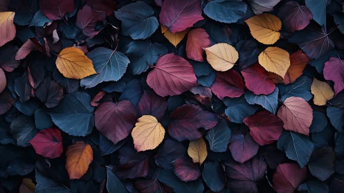 Moody autumn leaves create a rich, atmospheric foliage pattern