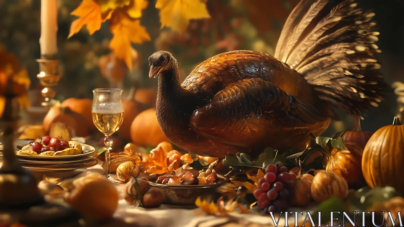 Roasted turkey centerpiece crowns abundant autumn feast