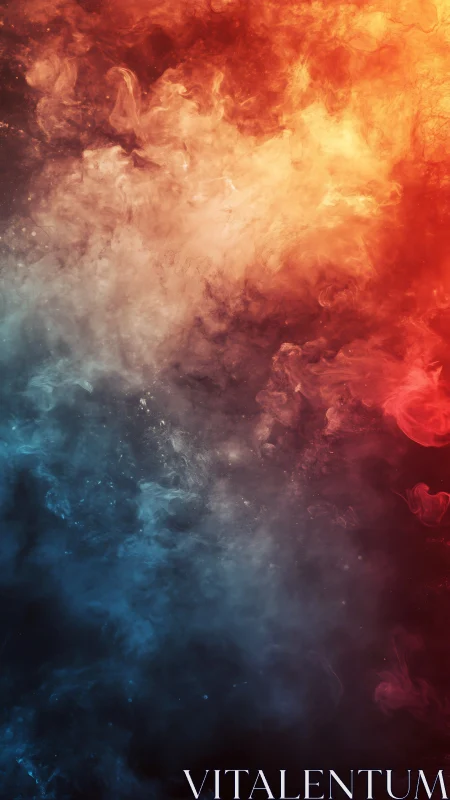 Abstract fire and ice smoke gradient digital background.