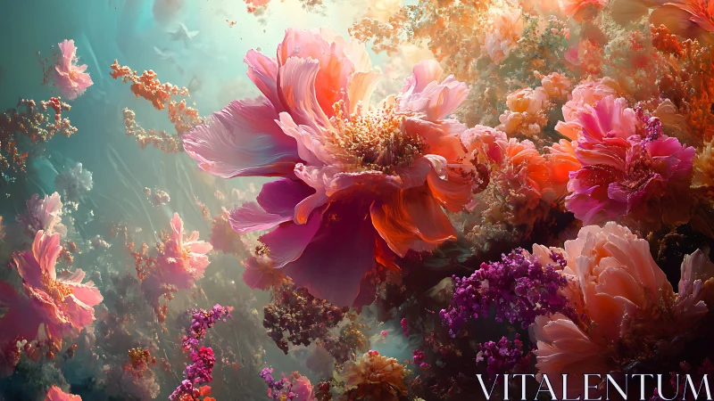 Luminous Blooms: Ethereal Garden Suspended in Radiant Light