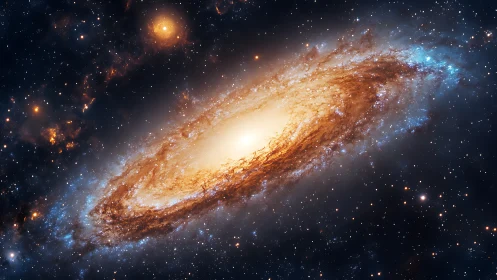 Spiral galaxy swirls like molten starlight in deep space