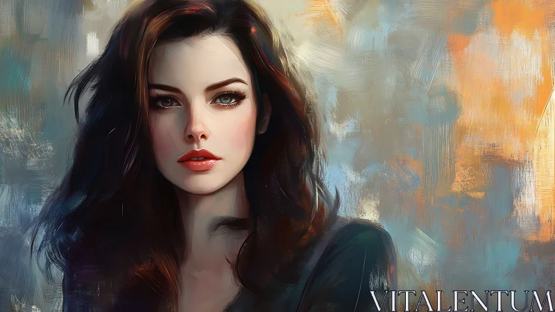 Digital painting portrait with expressive brushwork and bokeh field.