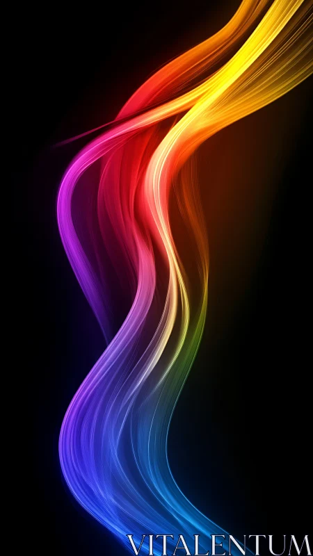 Spectral light trails form layered, high-saturation flowing ribbons