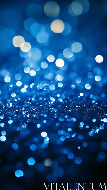 Midnight sapphire bokeh field sparkling like tiny planets.