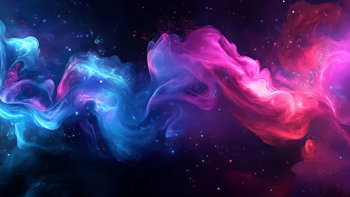 Digital nebula streams in vibrant dual-color abstraction.