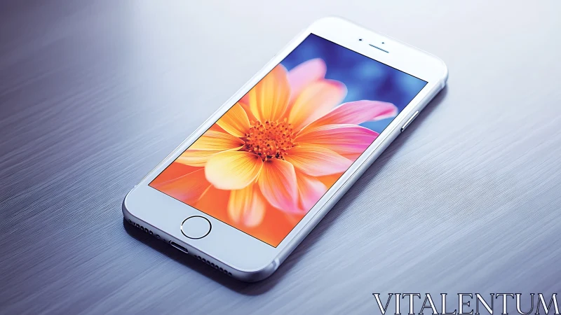 Vibrant Flower on White Phone Display. Stunning Mobile.