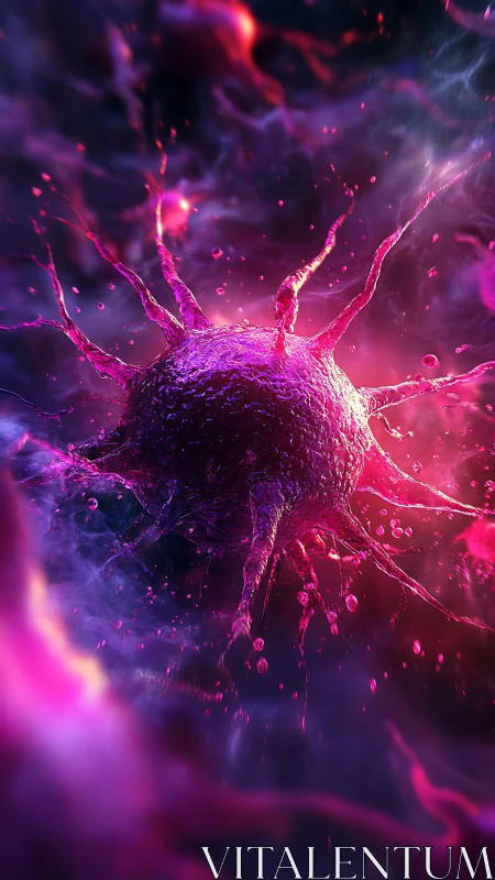 Hyperreal virion macro with bioluminescent plasma corona.