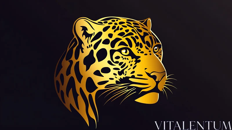 Stylized Leopard Head Portrait Against Dark Background