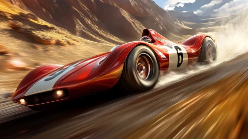 Crimson canyon racer carving molten lines through daylight.