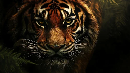 Golden eyed jungle tiger meeting your steady gaze.