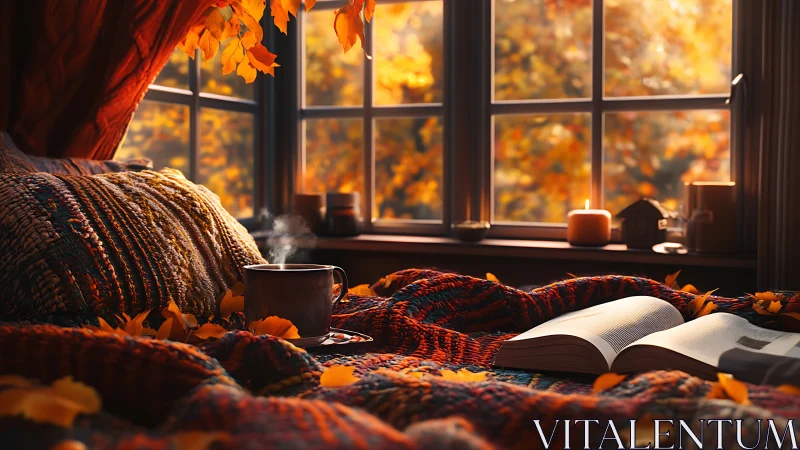Autumn's Reading Sanctuary: Cozy Window Retreat.