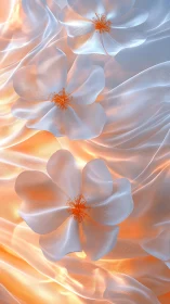 Luminous Botanical Study: Ethereal Flowers in Radiant Motion.