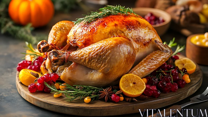 Roasted Poultry with Citrus and Seasonal Garnish Plating.