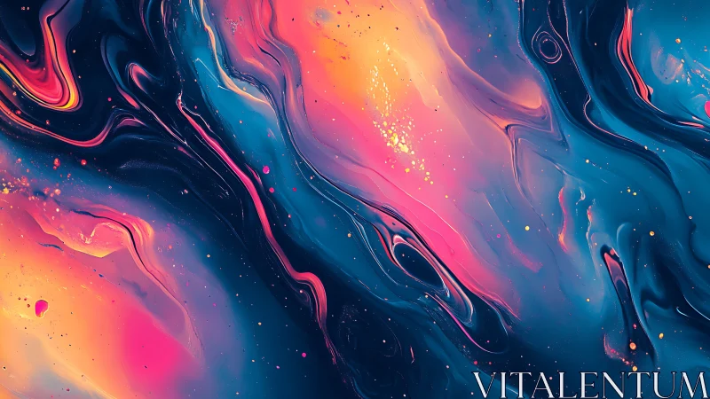 Neon cosmic fluid waves in vibrant abstract space art.