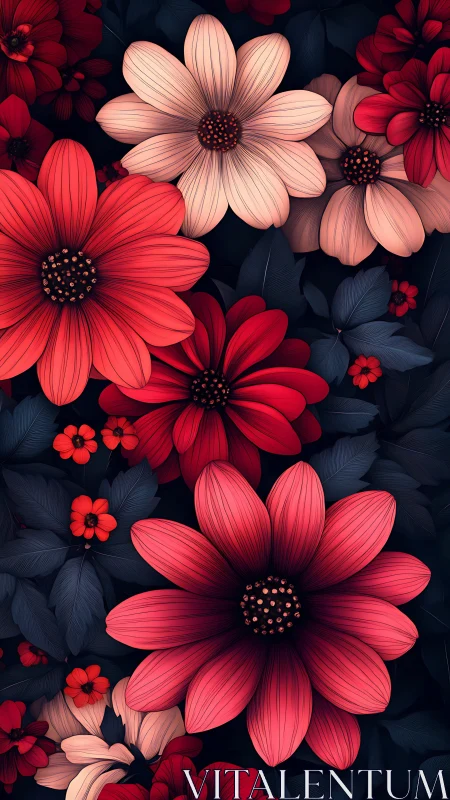 Vibrant Cosmos Garden Blooms in Radiant Red Tones.