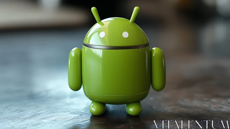 Cheerful green robot mascot brightening a cozy desktop.