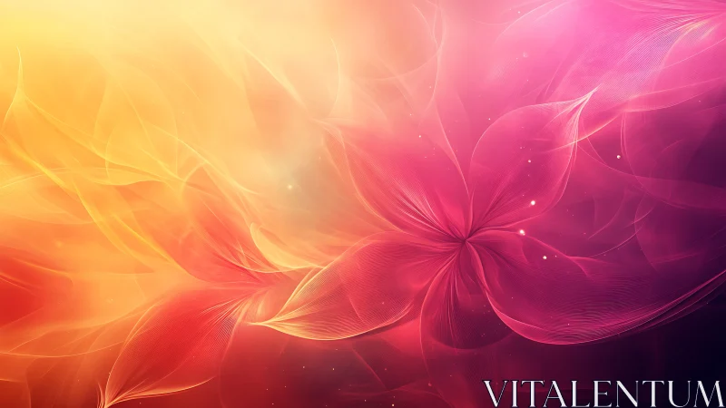 Radiant abstract petals glow softly in warm sunset light