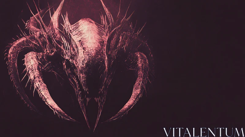 Sinister horned creature emerges in glowing crimson shadow