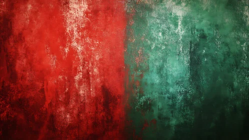 Warm red and cool green abstract wall of softly blended color.