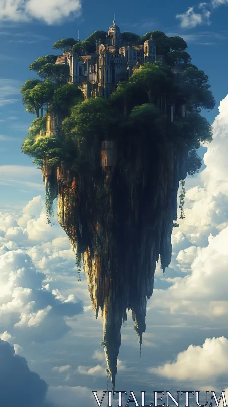 Floating Castle on Towering Stone Pillar.