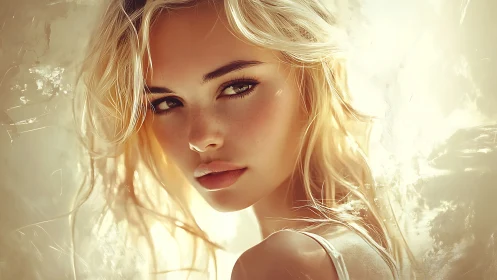 Soft golden portrait glows with gentle, sunlit confidence