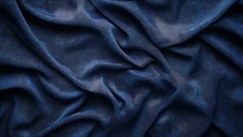 Deep Blue Textile Folds: Sculptural Fabric Composition.