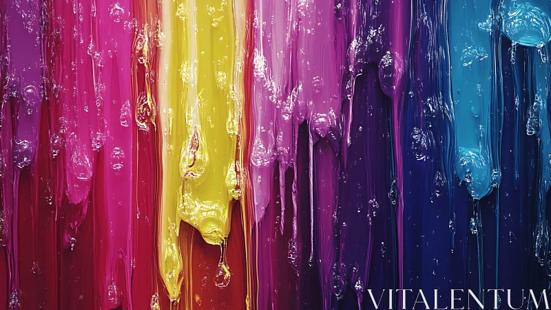 Lush liquid rainbow drips in joyful glossy color streams.