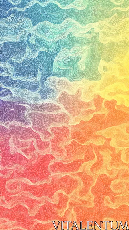 Multicolor topographic line field with flowing gradient waves