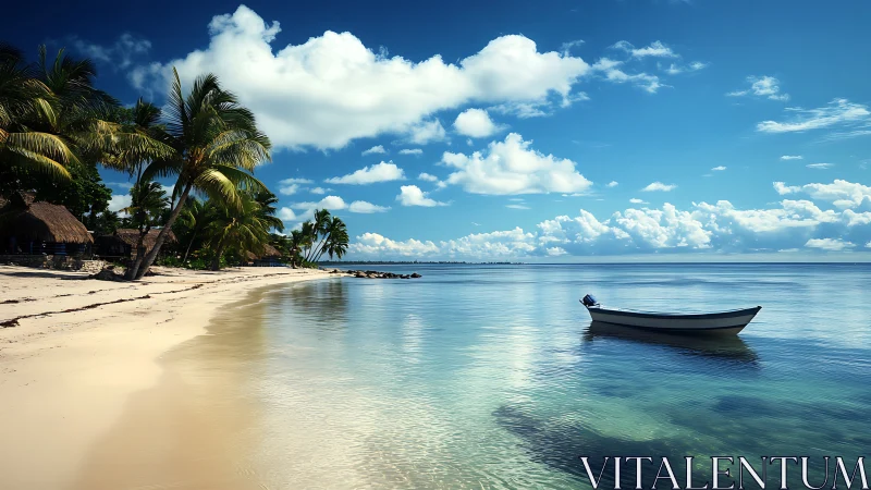 Solitary Rowboat's Island Paradise Dream.