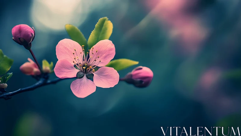 Delicate Pink Blossoms Unfold in Morning's Gentle Glow.
