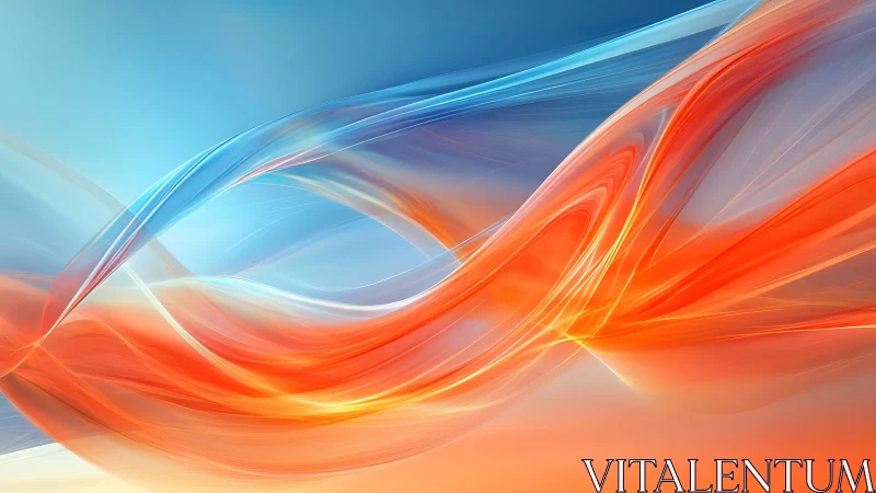 Digital abstract wave ribbons in blue and orange motion.