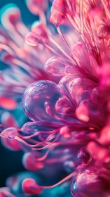 Iridescent macro bloom with glasslike tendrils in motion.