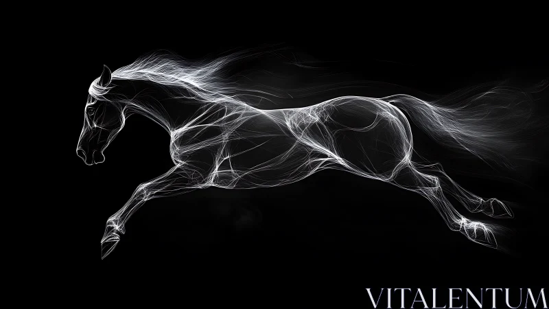 Glowing spirit horse leaping forward in graceful white light.