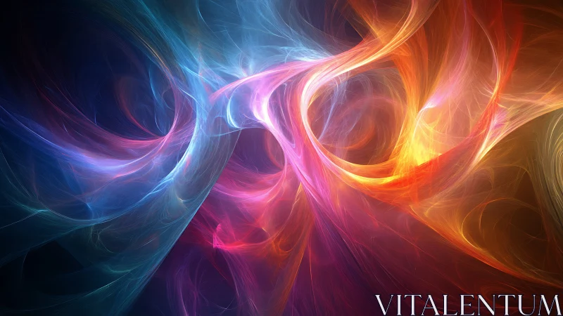 Multicolored abstract light trails in flowing motion field.