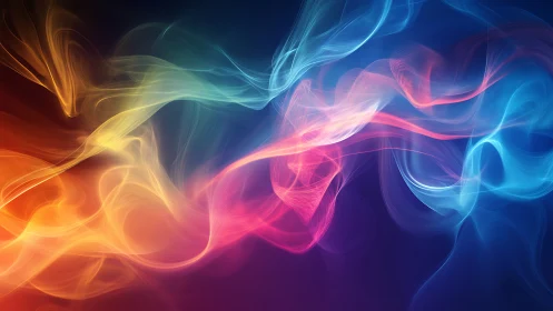 Multicolored light wisps on dark gradient background.