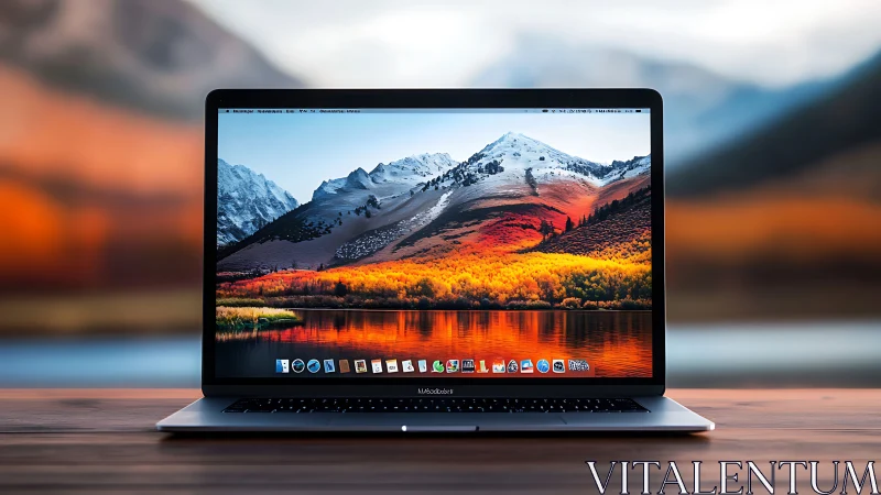 Laptop window turns alpine sunrise into crisp digital dream