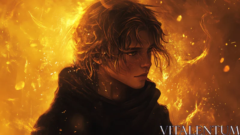 Ember crowned wanderer listens quietly to the language of fire