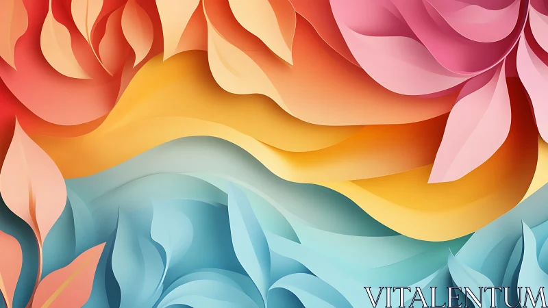 Abstract paper floral waves in warm and cool gradients.