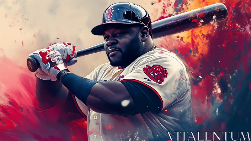 Slugger’s gaze carves through swirling fireclouds of color