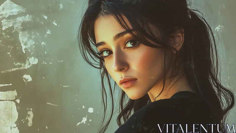 Digital painting portrait with soft light and textured patina.