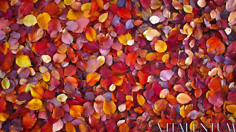 Crimson leaf mosaic where autumn paints the forest floor.