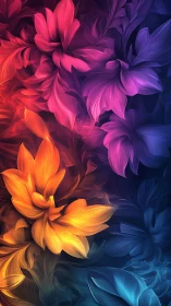 Colorful abstract floral waves with layered gradient petals.