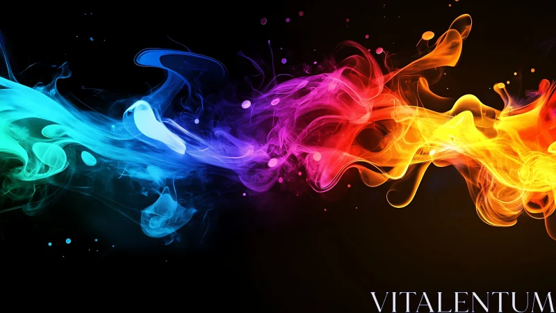 Prismatic smoke river ignites neon color across darkness.