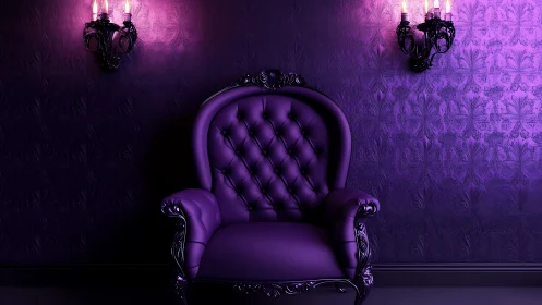 Velvet monarchy in ultraviolet glow, waiting patiently still.