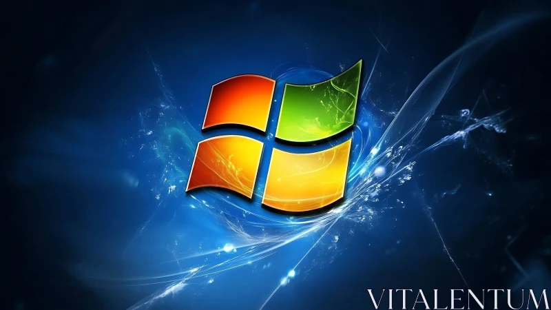 Windows-style four-pane logo rendered in luminous 3D space