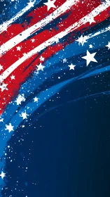 Star-swept patriotic brushstorm over midnight blue field.