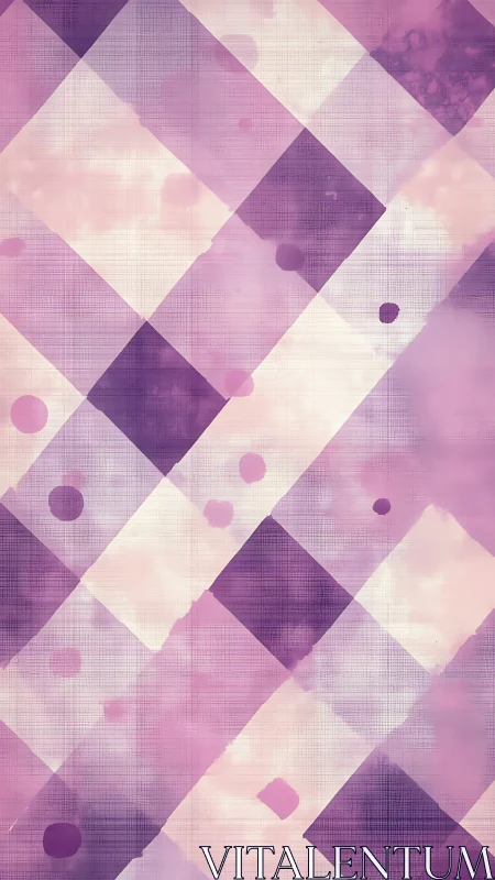 Diagonal plaid grid overlay with layered pink watercolor wash