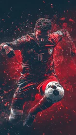 Digital rendering shows footballer controlling ball in motion