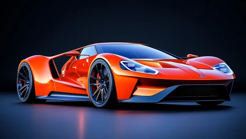 Luminous orange hypercar rendered in sleek 3D profile.