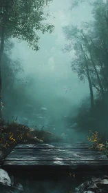 Misty Forest Path Where Stillness Whispers Magic.